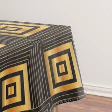 Black And Gold Tablecloth Art Deco Geometric Squares Black Gold Tablecloth Zazzle Com Gold Tablecloth Art Deco Deco
