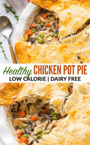 Healthy Chicken Pot Pie Easy Low Calorie Only 380 Calories For A Huge Creamy Serving Healthy Chicken Pot Pie Dairy Free Chicken Pot Pie Healthy Pot Pie