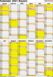 Schuljahreskalender bayern für das schuljahr 2020/21 als vorlagen für pdf, in verschiedenen varianten, zum download & ausdrucken. Kalender 2021 Bayern Ferien Feiertage Excel Vorlagen