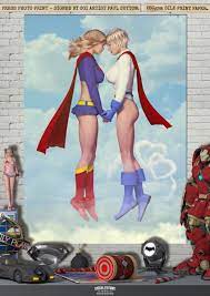 Supergirl & Power Girl SEXY DC Signed A3 Comic Print Love is in the Air  Superman | eBay