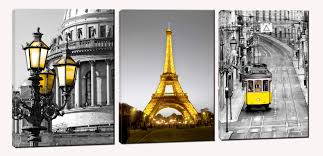 Sold and shipped by americanflat. Paris Eiffel Tower Canvas Art Wall Decor Gray And Yellow Pictures For Living Room Wall Decorations For Bedroom Buy Online In Morocco At Desertcart Ma Productid 75106177