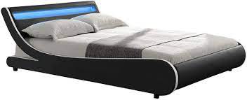 artlife polsterbett valencia mit lattenrost und led beleuchtung im kopfteil 140 x 200 cm schwarz geschwungen bett e polsterbett polster led beleuchtung