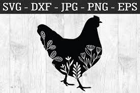 Download Chicken Silhouette Svg Floral Chicken Silhouette Svg Clipart 424133 Svgs Design Bundles