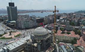 Taksim meydanı'nda inşaatı devam eden taksim camii'nin son durumu havadan görüntülendi. Taksim Camii Nde Son Durum Havadan Goruntulendi