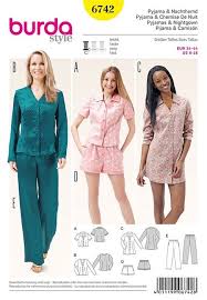 patron de pyjamas et chemise de nuit burda 6742 rascol nachthemd schlafanzug frauen mode muster
