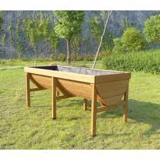 Groundwork 71 In X 31 In Wooden Planter W Liner Wooden Planters Planters Wooden