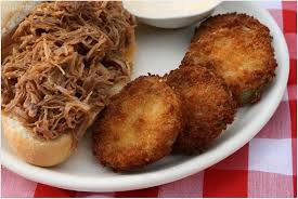 Fried Green Tomatoes Pulled Pork Inspired By Fried Green Tomatoes For Food N Flix Food Barbecue Pulled Pork Fried Green Tomato Sauce