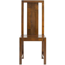 Le dossier est sculpté de motifs géométriques et de deux têtes simulées de type dogon. Chaise Coloniale Bois Hevea Massif Gala Chaises Pier Import
