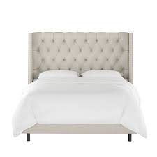 Let's play a little game. Twin Diamond Tufted Wingback Bed Dove Gray Velvet With Pewter Nail Buttons Skyline Furniture Target