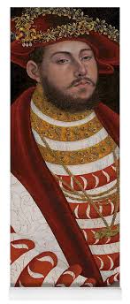 Portrait of John Frederick I, Elector of Saxony, half-length Yoga Mat by  Lucas Cranach the Elder