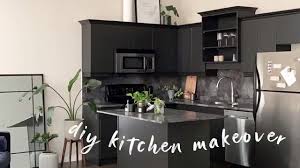 Even though, in theory, that can make black kitchens like the ones designed by monique gibson have a lot of potential for standing out by contrasting with. Diy Modern Black Kitchen Stone Contact Paper Painting Cabinets Youtube