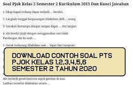 Jumlah soal pilihan ganda : Download Contoh Soal Pts Pjok Kelas 4 Semester 2 Plus Kunci Jawaban Tahun 2020 Beritapppk Com