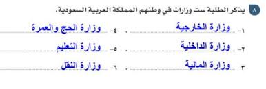 يذكر الطلبة ست وزارات في وطنهم المملكة العربية السعودية الموقع المثالي