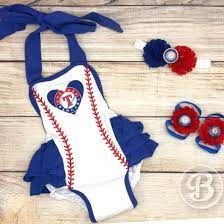 Tx Rangers Baby Girl Romper Texas Rangers Baby Clothes Etsy