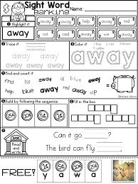 Free Sample Sight Word Banking Pre Primer Sight Words Kindergarten Sight Words Pre Primer Sight Words