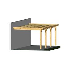 La pergola adossée s'appuie contre une façade de la maison : Carport Adosse Plaza 3 X 10 5 M Toit Plat Abris Jardin Azur