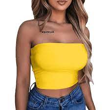 Women Strapless Top Sleeveless Crop Top Elastic Boob Bandeau Tube Tops  Shirt 