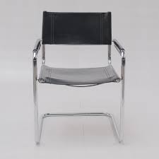 Vintage lot de 5 chaises design matteo grassi / breuer / bauhaus ?? Marcel Breuer Chaise Cuir Noir Pieds Chrome Tubulaire Locafilm