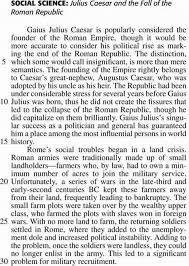 Ancient rome the roman republic for 500 years ancient rome was governed by the roman republic. Act Reading Practice Test 68 Social Science Julius Cadsar And The Fall Of The Roman Republic Crackact Com