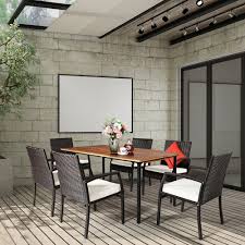 29 lbs (13.5 kg) note: Costway 7pcs Patio Rattan Dining Set Chair Wooden Table Top W Umbrella Hole Best Buy Canada