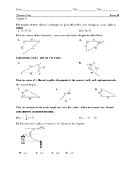 Trig applications geometry chapter 8 packet key : Name Class Date Chapter Test Form A
