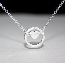 Heart Necklace Silver Heart And Hammered Circle Love Necklace Sterling Silver Silver Heart Charm Necklace Silver Heart Charms Silver Heart Necklace Jewelry