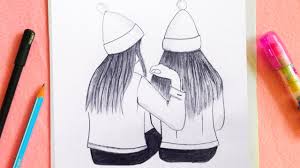 The angle shown in this drawing is enough to confuse our brains and made us think how creative pencil drawing could be. Bff Drawings Friendship Day Special Drawing Best Friends Drawing Easy Step By Step Drawing Youtube