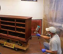 Refinishing Old Furniture How To Apply Wood Stain And Polyurethane With An Hvlp Sprayer Diy Spray Paint Staining Wood Storing Paint
