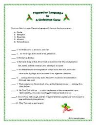 Figurative Language In A Christmas Carol Worksheet Figurative Language Figurative Language Worksheet Christmas Carol