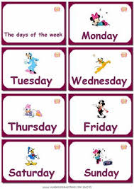 Days Of The Week Learning Funny English Printable Flash Cards Flashcards Flashcards For Toddlers