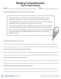 Third Grade Reading Writing Worksheets Reading Comprehension The Ice Cream Comprehension Worksheets Reading Comprehension Worksheets Reading Comprehension