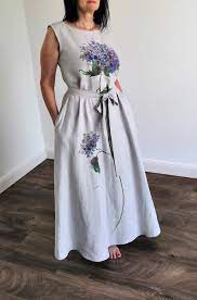 Check out our hand made flowers selection for the very best in unique or custom, handmade pieces from our shops. Hand Painted Flowers Linen Loose Maxi Sleeveless Dress With Etsy Unique Dresses Dresses Style Maxi Dress