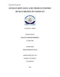 AFGHAN REFUGEES AND THEIR ECONOMIC HUMAN RIGHTS IN PAKISTAN