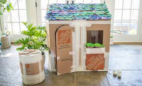 How To Create A Deluxe Cardboard Playhouse The Home Depot In fact, you can build one from the recycled cardboard at home. deluxe cardboard playhouse