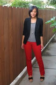 Black And White Striped Shirt With Red Pants When I M Sick Putting Me Together Outfits With Striped Shirts Red Pants Black Blazer With Jeans