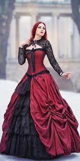 Gothic Ball Gown Victorian Wedding Dresses Black And Burgundy Lace Bridal Gowns Halloween Wedding Dresses Victorian Wedding Dress Gothic Wedding Dress