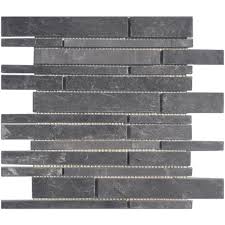 Metall naturstein mosaik fliesen mix. Mosaikmatte Black Slate Bricks 30 Cm X 30 Cm Kaufen Bei Obi