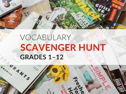 Vocabulary is a key component in helping students with word building. Vocabulary Scavenger Hunt Activity Grades 1 12 Free Worksheets Included
