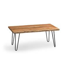 By embracing natures' curves and lines in the materials we use, each piece of furniture is both decorative and artistic, intended and built to be the heart of a room and a functioning part of every day life. Alaterre Furniture Hairpin 48 In Natural Large Rectangle Wood Coffee Table With Live Edge Awdd1220 The Home Depot