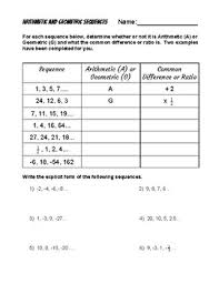 A geometric sequence is a sequence of numbers in which after the first term, consecutive ones are derived from these worksheets introduce the concepts of arithmetic and geometric series. Explicit Form Of Arithmetic And Geometric Sequences Worksheet Tpt