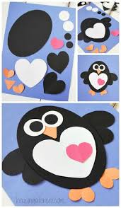 Valentines Craft Heart Penguin Craft For Kids Met Afbeeldingen Knutselen Voor Kinderen Kind Knutselen Knutselen Hartjes