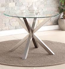 Karmas product kitchen & dining room chair w/slolid wood seat & metal legs furniture, indoor/outdoor stackable bistro cafe chairs with cross back style, set of 2 4.8 out of 5 stars 8 $209.99 $ 209. Nelson Dining Table With Brushed Stainless Steel Dining Room Table 1100w Round X 750h Glass Top With Brushed Stainless Steel Legs Dining Room Furniture Buy Online In Angola At Desertcart 175972881