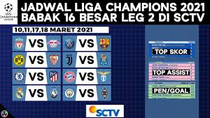 Jadwal liga champions malam ini live sctv musim 2020/21 babak perempat final, semifinal hingga final lengkap info jam dan tanggal dalam wib. Jadwal Lengkap Liga Champions 2021 Live Sctv Babak 16 Besar Leg 2 Malam Ini Juventus Psg Barca Youtube