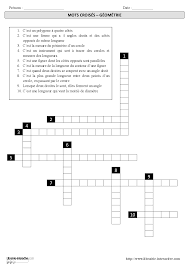 Une Grille De Mots Croises Avec Le Vocabulaire De La Geometrie Mots Croises Geometrie Mots