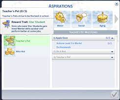 Parenting, gardening, handiness, and more with this aspiration for the sims 4. Mod The Sims Teacher S Pet Aspiration
