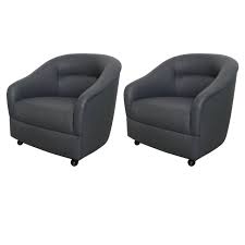 Pr Mid Century Modern Ward Bennett Upholstered In Knoll Barrel Back Club Chairs Club Chairs Vintage Lounge Chair Modern Club Chair
