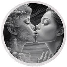 Love Awakening BW Round Beach Towel by Patrick Reiner