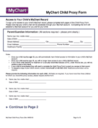 Fillable Online Mychart Child Proxy Form Honorhealth Com