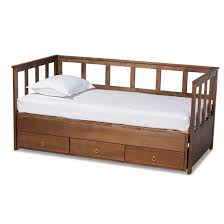 Baxton studio belinda vintage industrial platform bed. Baxton Studio Kendra Modern And Contemporary Walnut Brown Finished Expandable Twin Size To King Size Daybed With Storage Drawers Interior Express