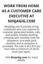 Work From Home As A Customer Care Executive At Ninjagig Com Legit Work From Home Working From Home Home Jobs